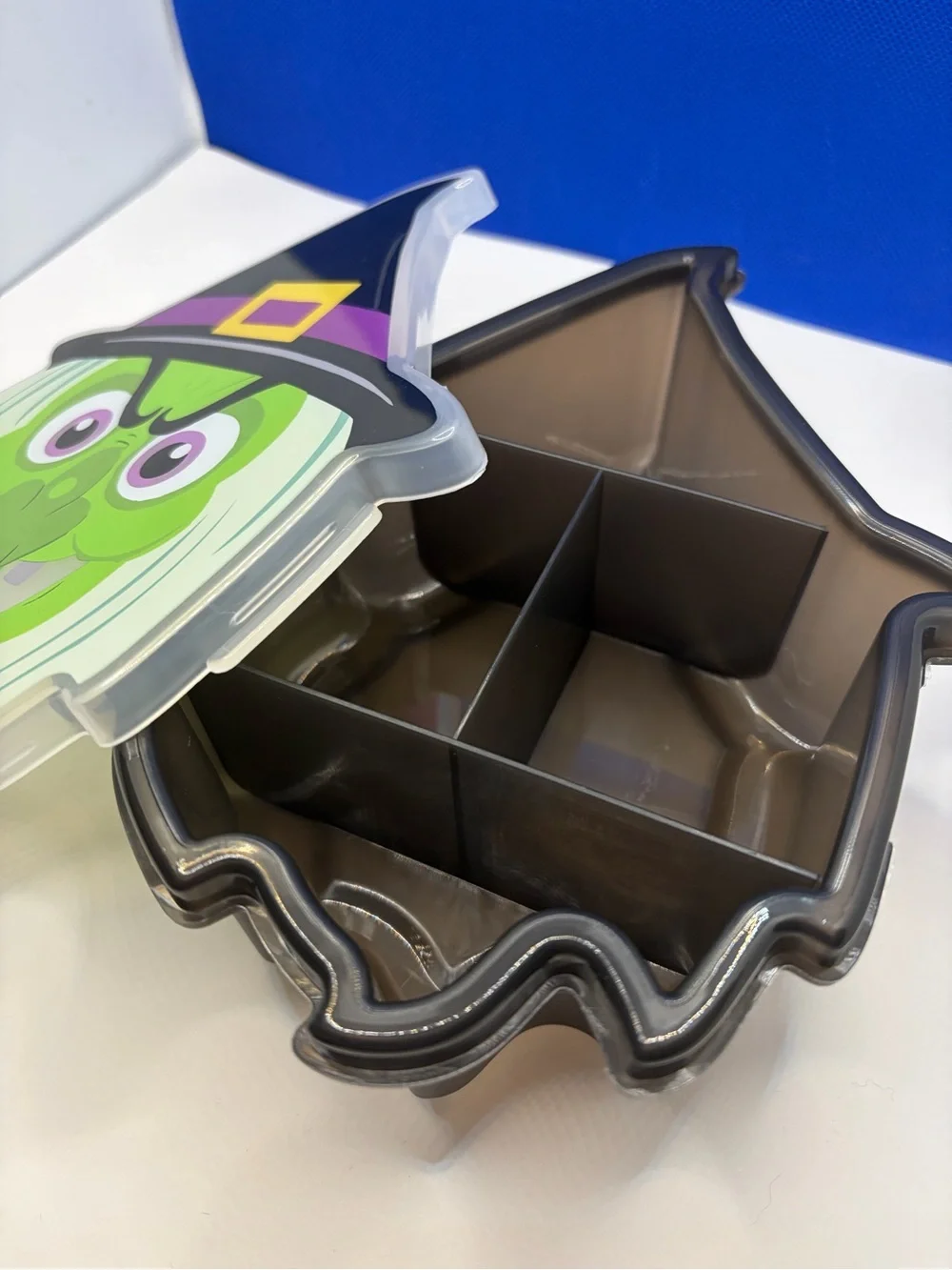 Halloween Green Witch Face Divided Storage Box Candy Trinket Container